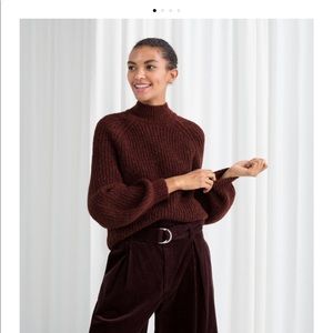 Burgundy/red Oversized Mock Neck Sweater